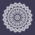 Vector lace round ornament. Indian ornamental mandala. Imitation of needlework design