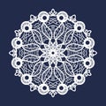 Vector lace round ornament. Indian ornamental mandala. Imitation of needlework design