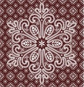 Vector Lace Snowflakes. Red Background. Seamless Pattern.