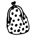 vector ladies bag with polka dots in doodle style in black color on a white