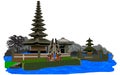 Vector of Lake Bratan Beratan Temple