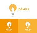 Vector lamp and arrow up logo combination. Lightbulb and growth symbol or icon. Unique idea and upload logotype design