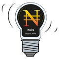 Vector lamp with currency sign - Naira Nigeria, NGN Royalty Free Stock Photo