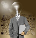 Vector Lamp Head Businessman With Laptop