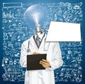 Vector Lamp Head Doctor Man With Clipboard