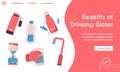 Vector landing page of Benefits of Drinking Water concept Royalty Free Stock Photo