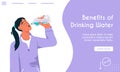 Vector landing page of Benefits of Drinking Water concept