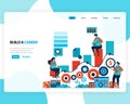 Vector landing page of building a career and leadership. chart in achieving business goals. develop mental in work. illustration