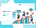 Vector landing page of building a career and leadership. chart in achieving business goals. develop mental in work. illustration