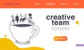 Vector landing page design concept for business creative team work, success solutions, deal & support with office people & big cof