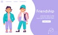 Vector landing page of Friendship concept. Friends or brothers