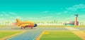 Vector landing strip for airplanes, terminal near Royalty Free Stock Photo