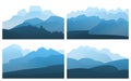 Vector landscape nature travel mountain peak horizon travel illustration background set. Royalty Free Stock Photo