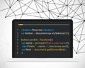 Vector laptop coding concept. Web developer, design, programming. Laptop screen code on polygonal vector background Royalty Free Stock Photo