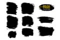 Vector large set different grunge brush strokes. Dirty artistic design elements isolated on white background. Black ink Royalty Free Stock Photo