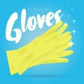 Vector latex gloves, rubber household cleaning tool