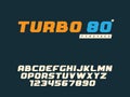 Vector latin uppercase alphabet letters and number. Retro font