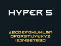 Vector latin uppercase alphabet letters and numbers. Abstract futuristic space font