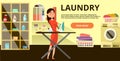 Vector laundry horizontal banner in flat style