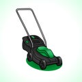 Vector lawn mower drawing isolated