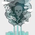 Air pollution, vector illustration in paper art style Royalty Free Stock Photo