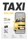 Vector layout design template for advertising taxi service.