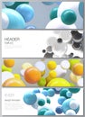 Vector layout of headers, banner templates for website footer design, horizontal flyer design, website header Royalty Free Stock Photo