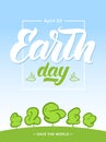Vector layout of poster for Earth Day. Handwritten lettering with hand drawn trees Royalty Free Stock Photo
