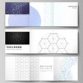 Vector layout of square format covers design templates for trifold brochure. Digital technology and big data concept Royalty Free Stock Photo