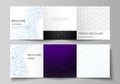 Vector layout of square format covers design templates for trifold brochure. Digital technology and big data concept Royalty Free Stock Photo