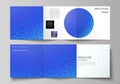 Vector layout of square format covers design templates for trifold brochure. Digital technology and big data concept Royalty Free Stock Photo