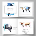 Vector layout of two covers templates for square bifold brochure, flyer, cover design, book design, brochure cover