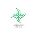 Vector leaf icon and logo design template in outline style - abstract monogram for alternative medicine.