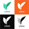Vector leaf logo, green clean eco icon tree growth. Abstract leaf symbol logo. vector logo. Royalty Free Stock Photo