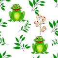 A vector frog and leafs pattern