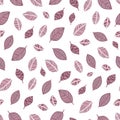 Vector leafs on white seamless pattern print background.