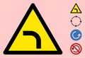 Vector Left Turn Warning Triangle Sign Icon