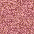 Vector leopard pink and gold texture seamless repeat pattern background. Surface pattern design. Royalty Free Stock Photo