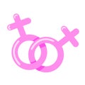 Vector Lesbian gender sign in pink color isolated on white background