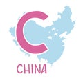 Vector. Letter C and country China.