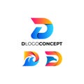 Vector letter d modern abstract logos collection alphabet geometrical logotype v03