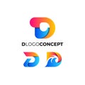 Vector letter d modern abstract logos collection alphabet geometrical logotype v02