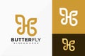 Vector Letter H Butterfly logo Design. Abstract emblem, designs concept, logos, logotype element for template Royalty Free Stock Photo