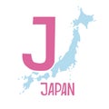 Vector. Letter J and country Japan.