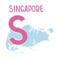 Vector. Letter S and country Singapore.