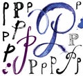 Vector letters of the alphabet written with a brus