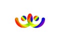 Vector LGBTQA logo symbol. Pride flag background. Icon for gay, lesbian, bisexual, transsexual, queer and allies person.