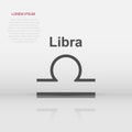 Vector libra zodiac icon in flat style. Astrology sign illustration pictogram. Libra horoscope business concept Royalty Free Stock Photo