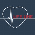 Vector life line and pulse in heart