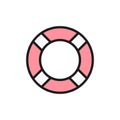 Vector lifebuoy flat color icon. Isolated on white background